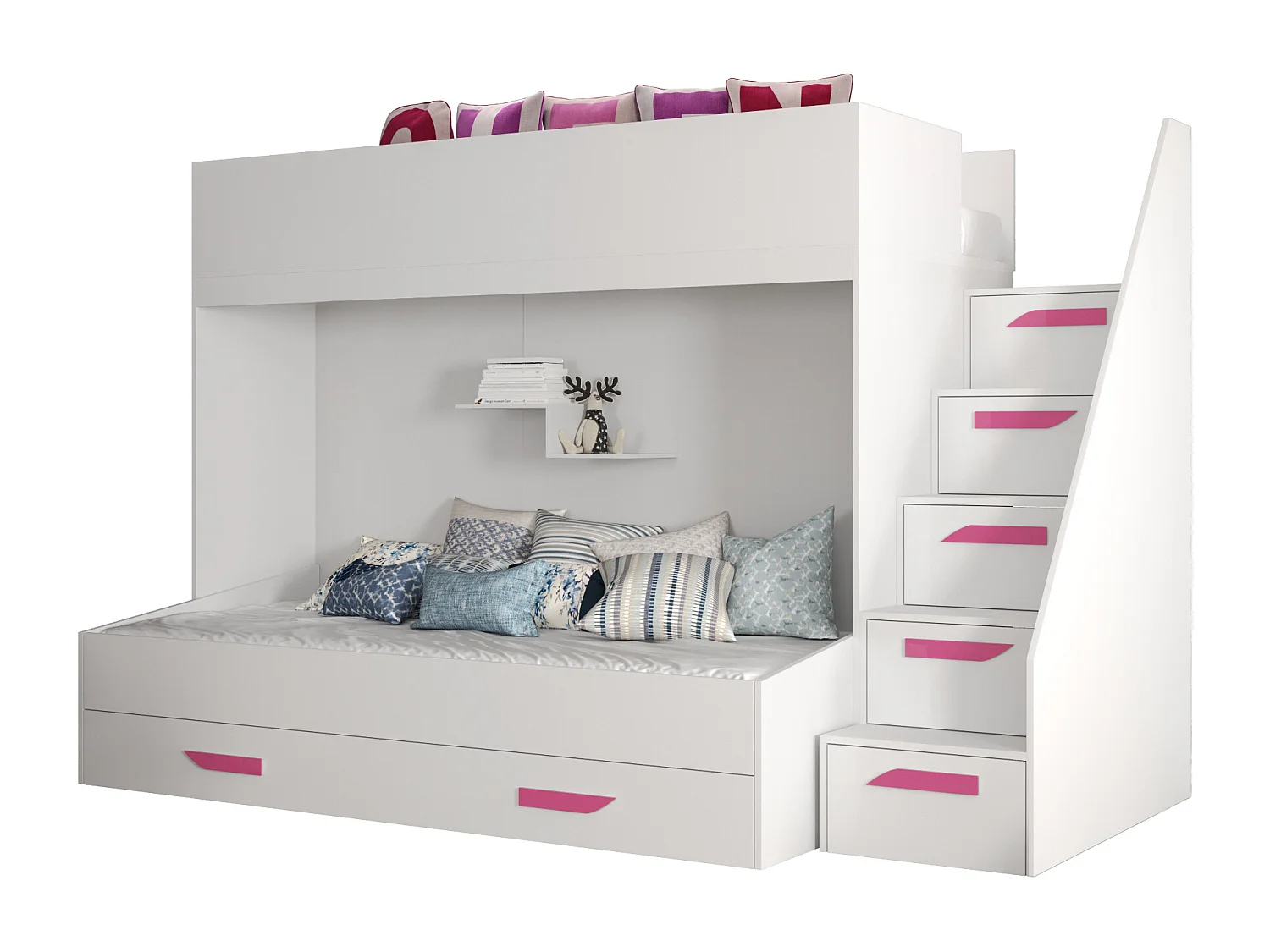 PARTY 16 Lit superposé 247/165/135 (blanc/blanc/rose)