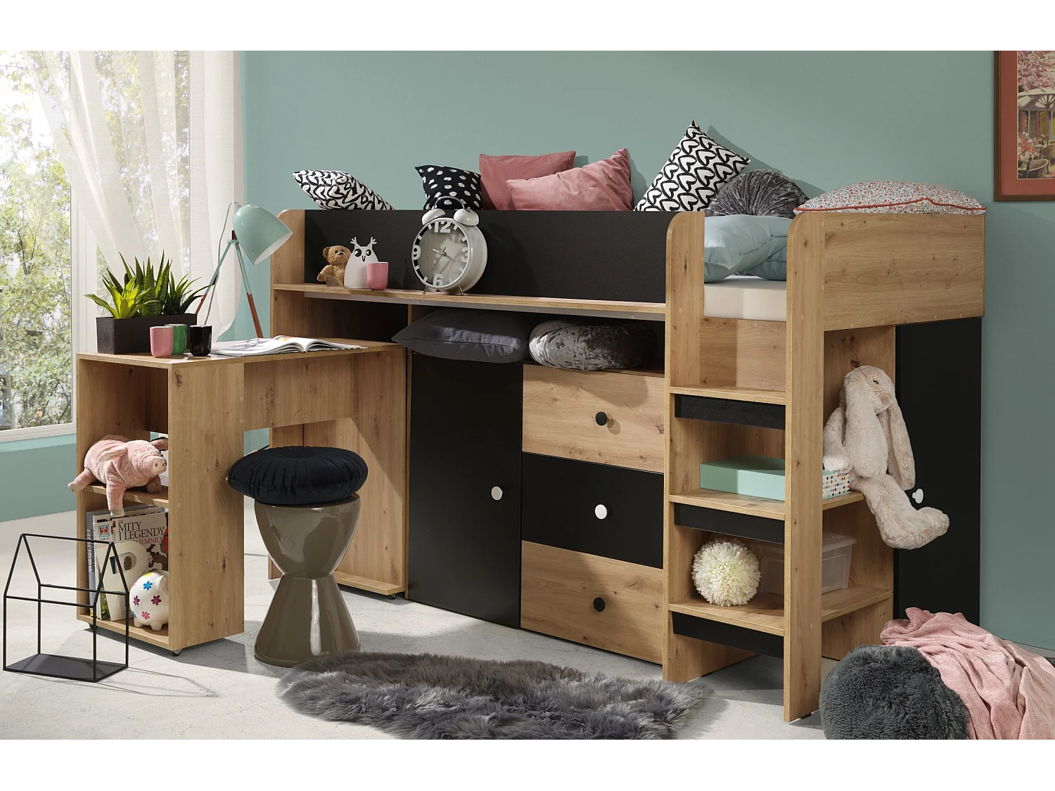 Stapelbed SMART 1 203.3/125/106.6 (Ambachtsman/Zwart)