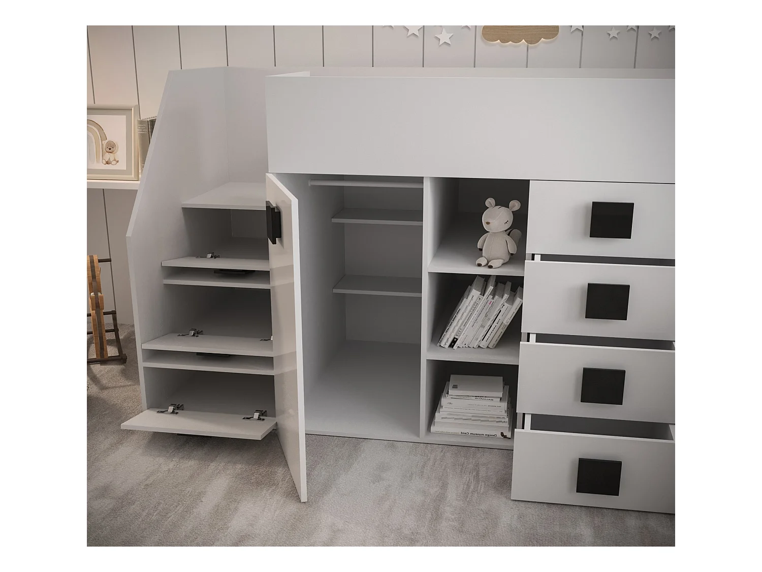 TOLEDO Stapelbed 3L 248,5/123/93 (wit/wit/turquoise)