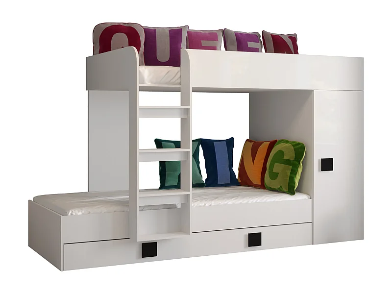 TOLEDO 2 Stapelbed 203,3/106,6/125 (wit/wit/zwart)