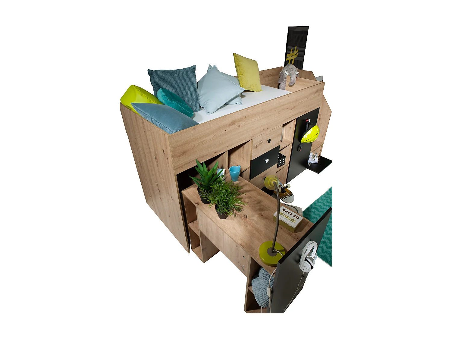 Stapelbed SMART 3P 248.5/123/93 (Ambachtsman/Zwart)