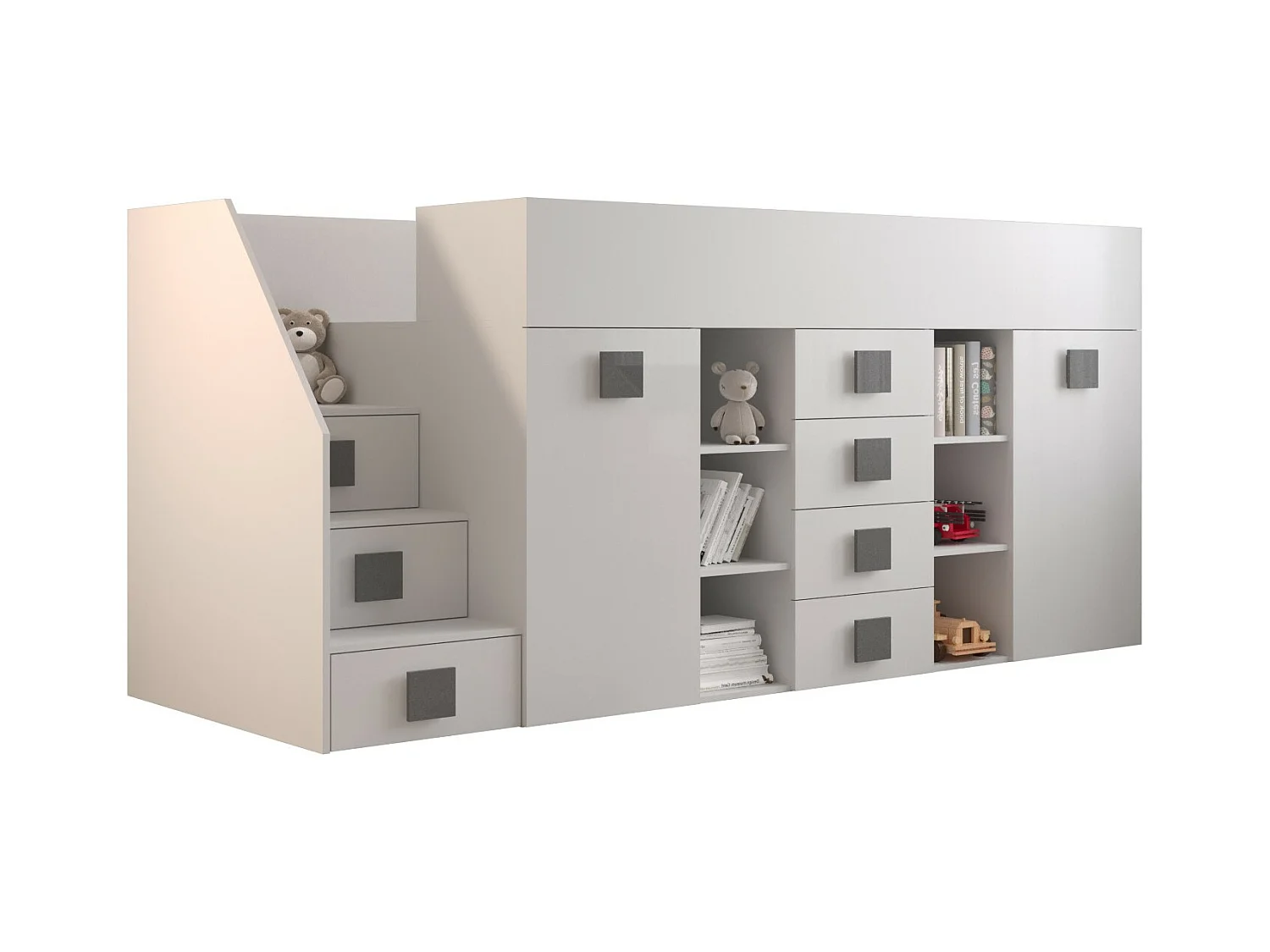 TOLEDO 3L Lit superposé 248,5/123/93 (blanc/blanc/gris)