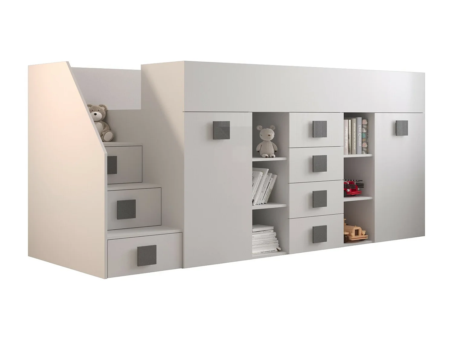 TOLEDO 3L Lit superposé 248,5/123/93 (blanc/blanc/gris)