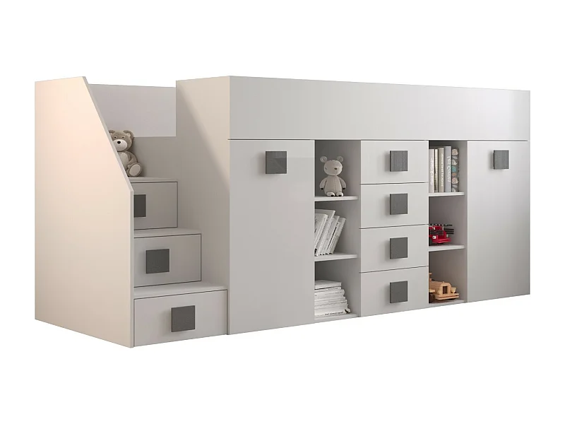 TOLEDO 3L Lit superposé 248,5/123/93 (blanc/blanc/gris)