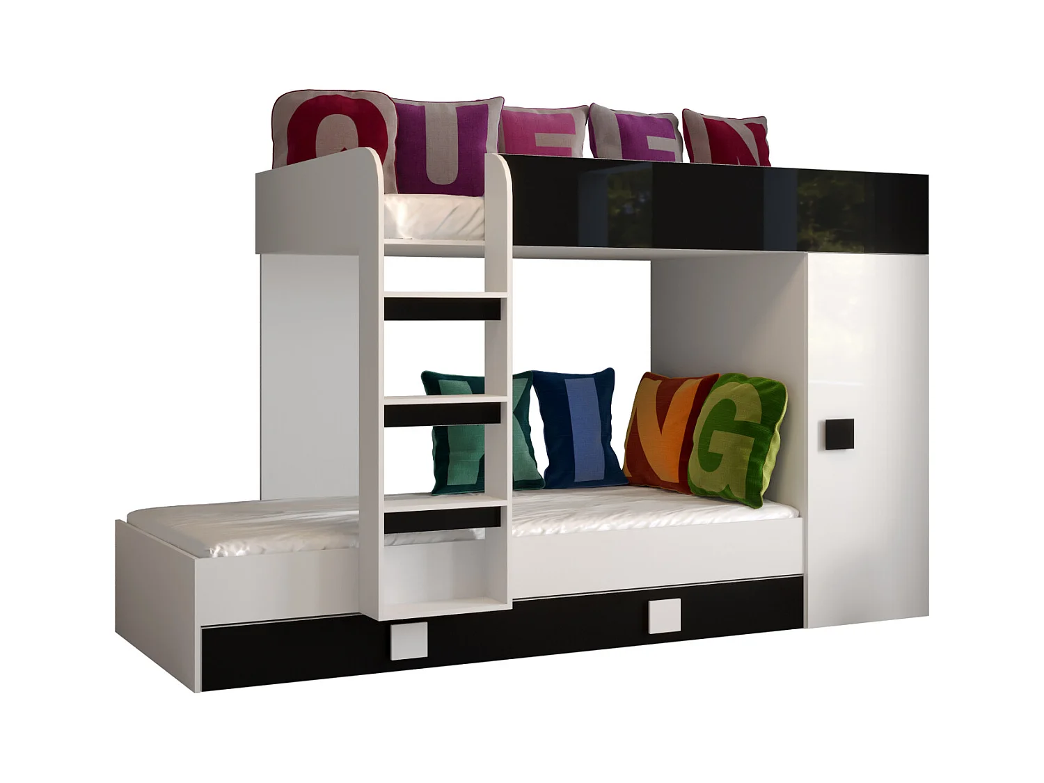 TOLEDO 2 Stapelbed 203,3/106,6/125 (wit/zwart)