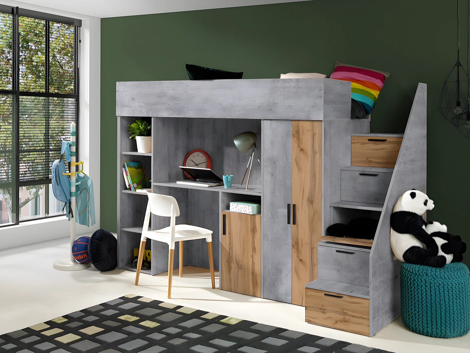 KONKRET 14 Etagenbett 247/165/120 (Beton/Wotan)