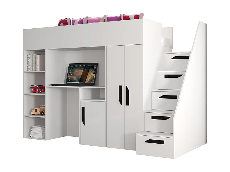 Stapelbed PARTY 14 247/165/120 (wit/wit/zwart)