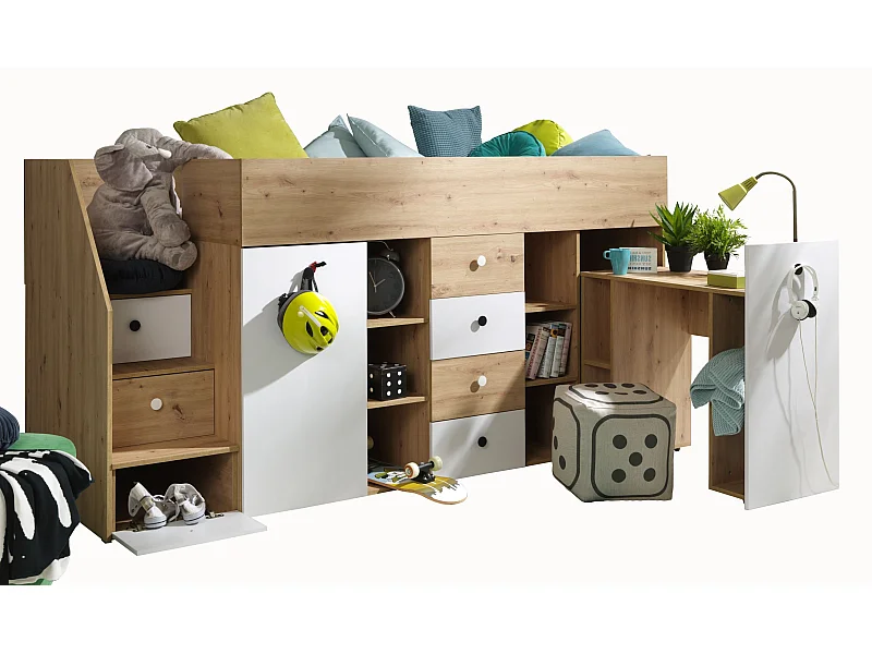 SMART 3L Etagenbett 248,5/123/93 (Artisan/Weiß)