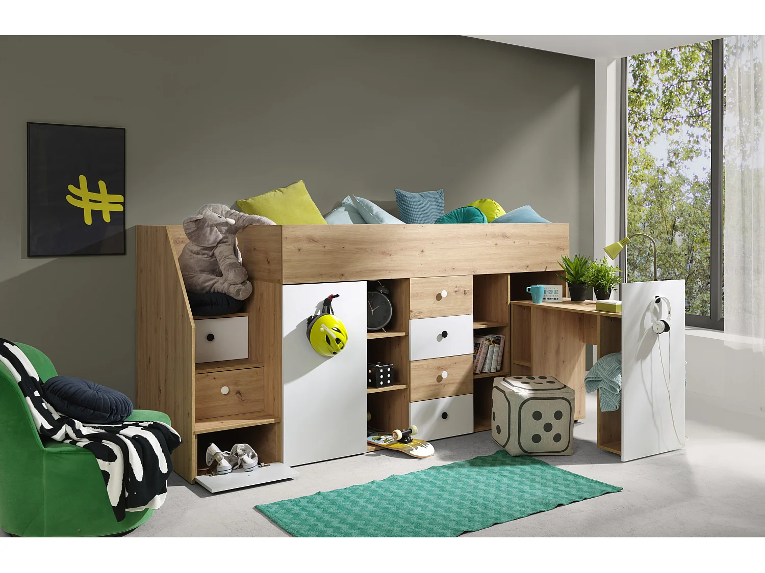 SMART 3L Letto a castello 248,5/123/93 (Artigianale/Bianco)