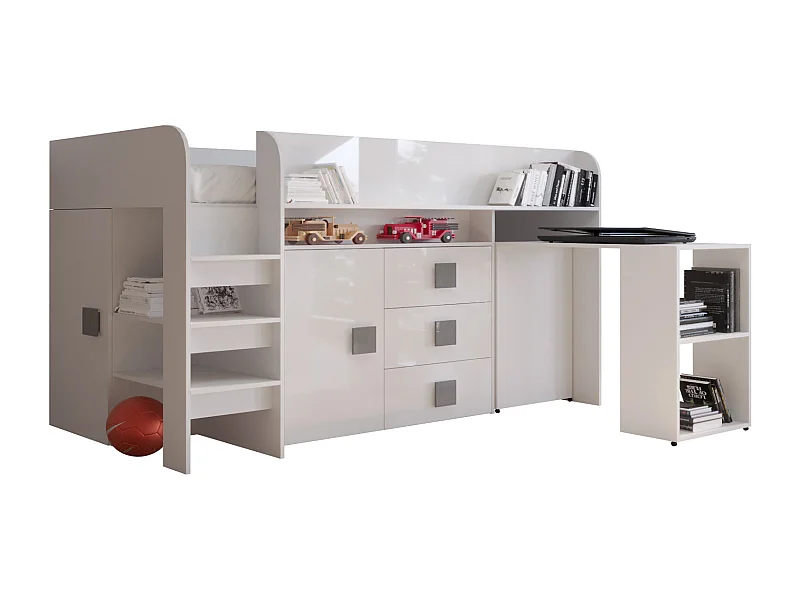 TOLEDO 1 Lit superposé 203,3/106,6/125 (blanc/blanc/gris)