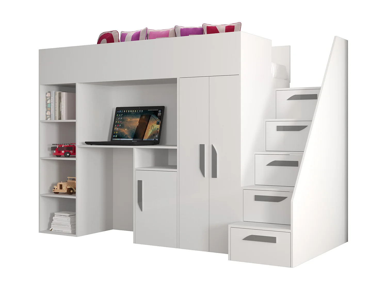 Stapelbed PARTY 14 247/165/120 (wit/wit/grijs)