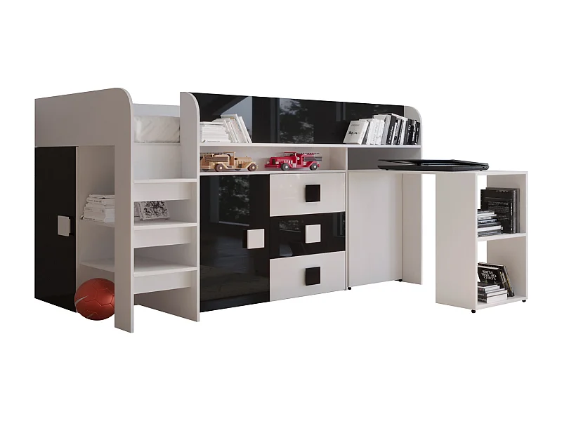 TOLEDO 1 Etagenbett 203,3/106,6/125 (weiß/schwarz)