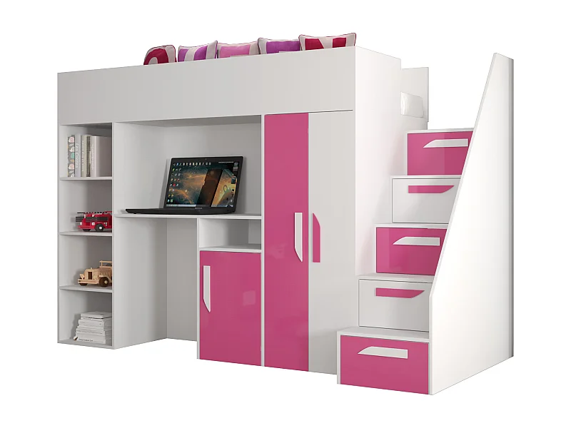 PARTY 14 Etagenbett 247/165/120 (weiß/rosa)
