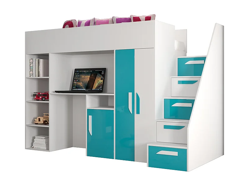 PARTY 14 Etagenbett 247/165/120 (weiß/türkis)