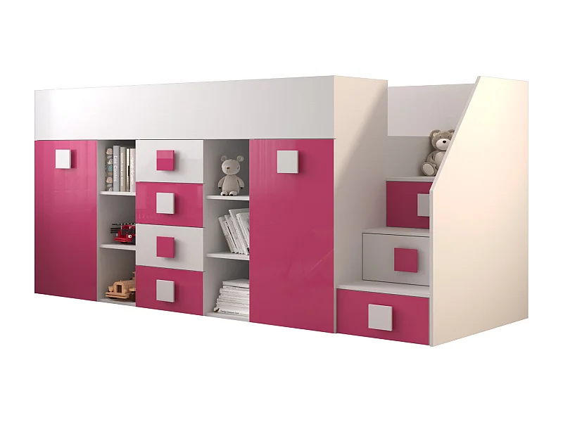 Stapelbed TOLEDO 3P 248,5/123/93 (wit/roze)