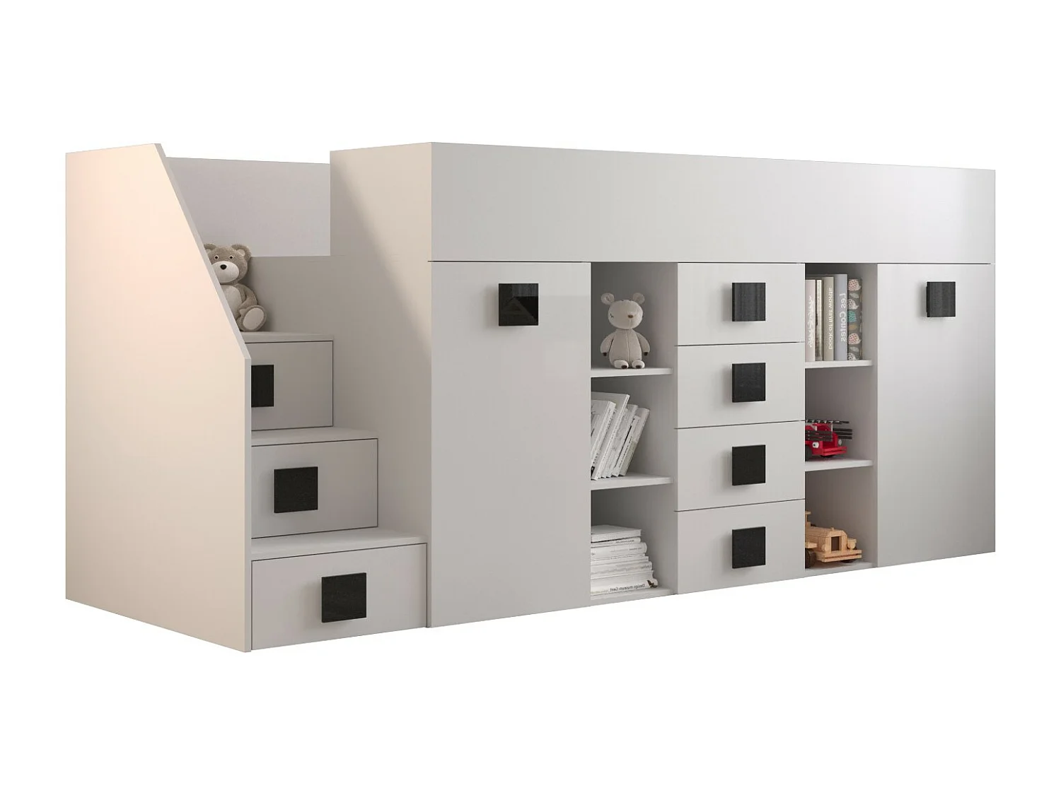 TOLEDO 3L Lit superposé 248,5/123/93 (blanc/blanc/noir)