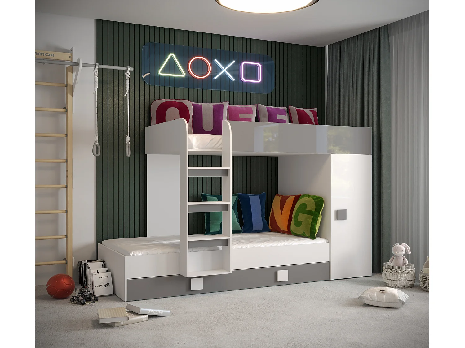 TOLEDO 2 Stapelbed 203,3/106,6/125 (wit/grijs)