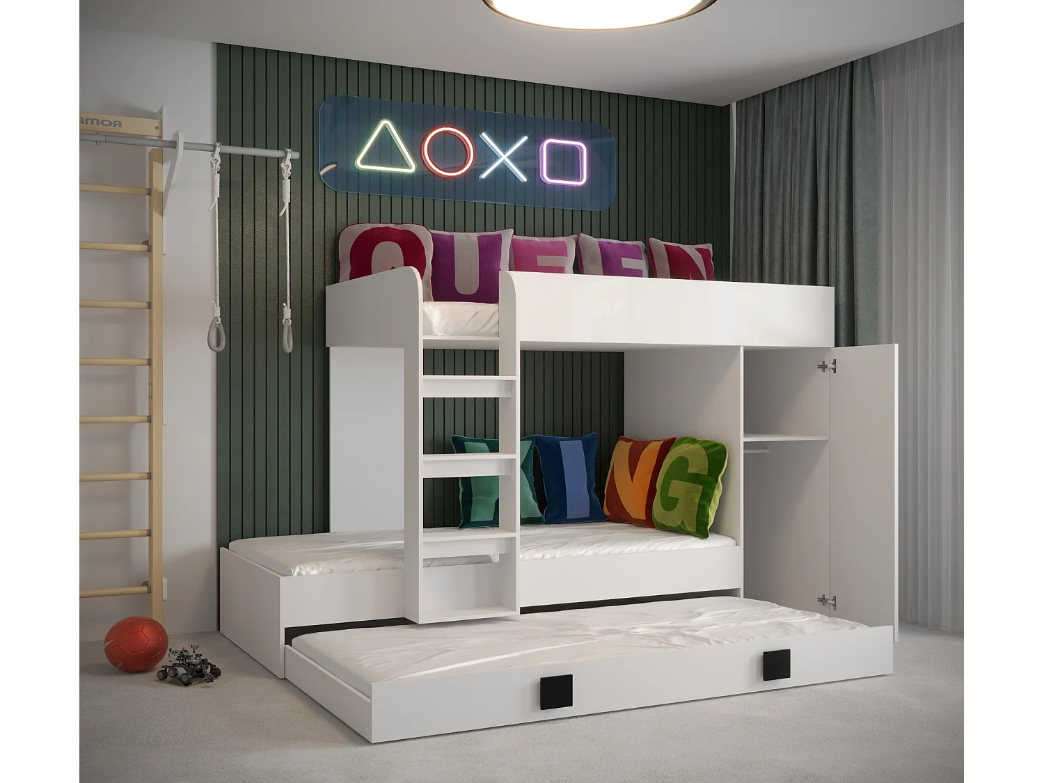 TOLEDO 2 Stapelbed 203,3/106,6/125 (wit/grijs)