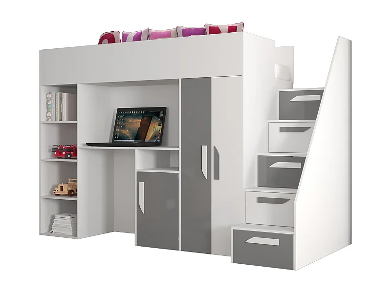 Stapelbed PARTY 14 247/165/120 (wit/grijs)