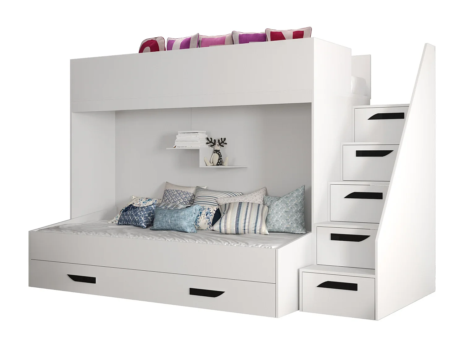 Stapelbed PARTY 16 247/165/135 (wit/wit/zwart)