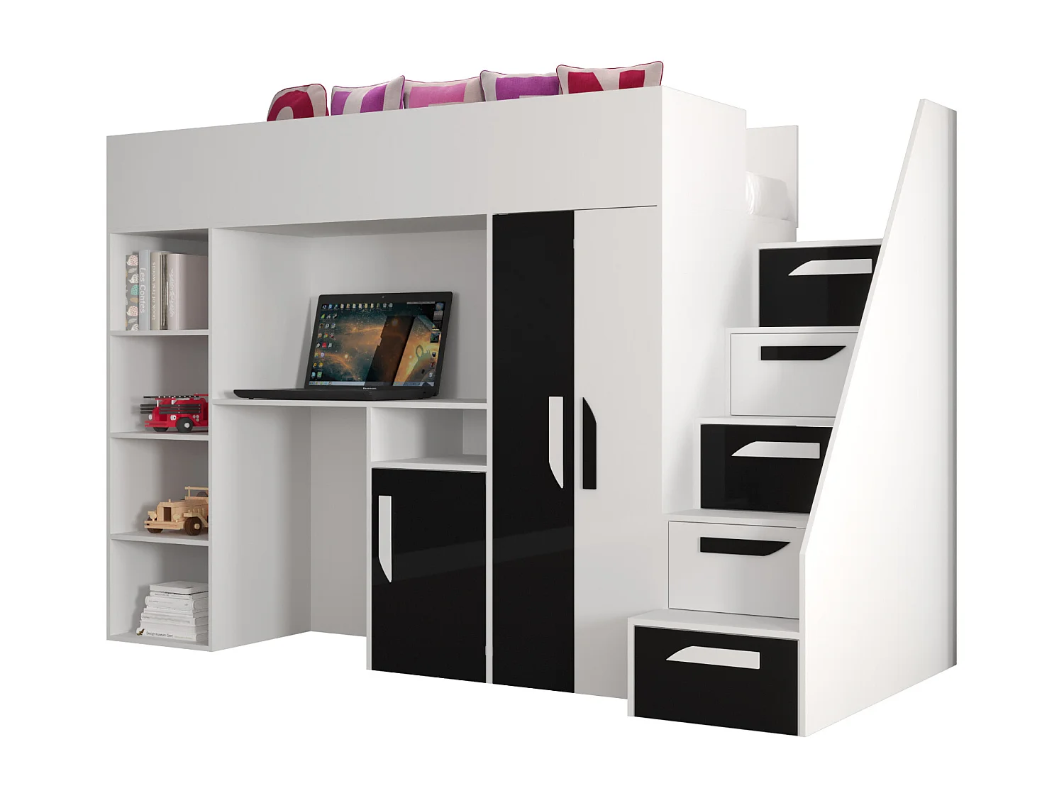 Stapelbed PARTY 14 247/165/120 (wit/zwart)