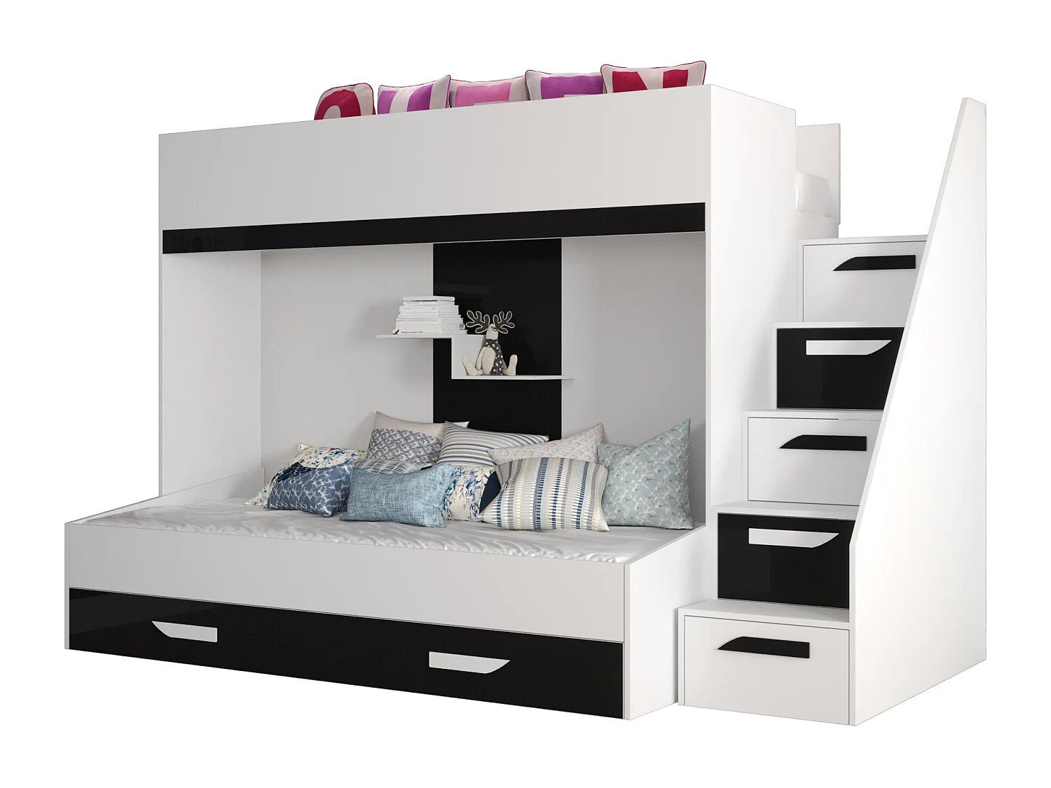 PARTY 16 Lit superposé 247/165/135 (blanc/noir)