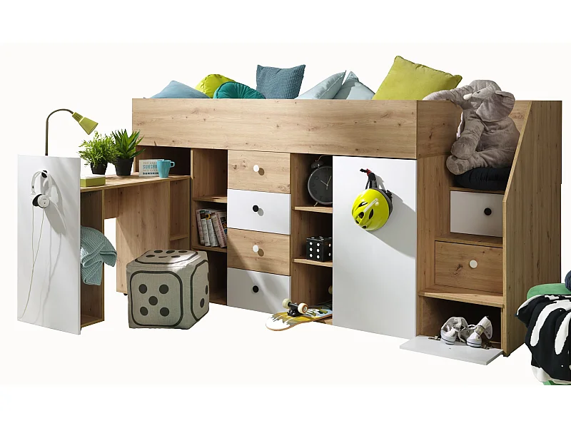 SMART 3P Etagenbett 248,5/123/93 (Artisan/Weiß)