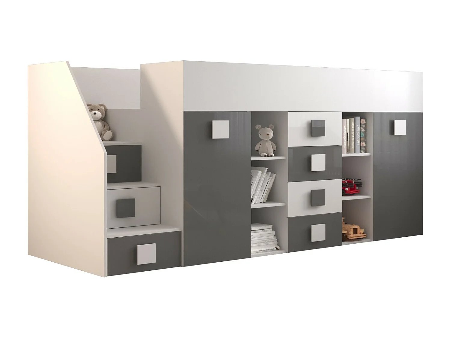 TOLEDO 3L letto a castello 248,5/123/93 (bianco/grigio)