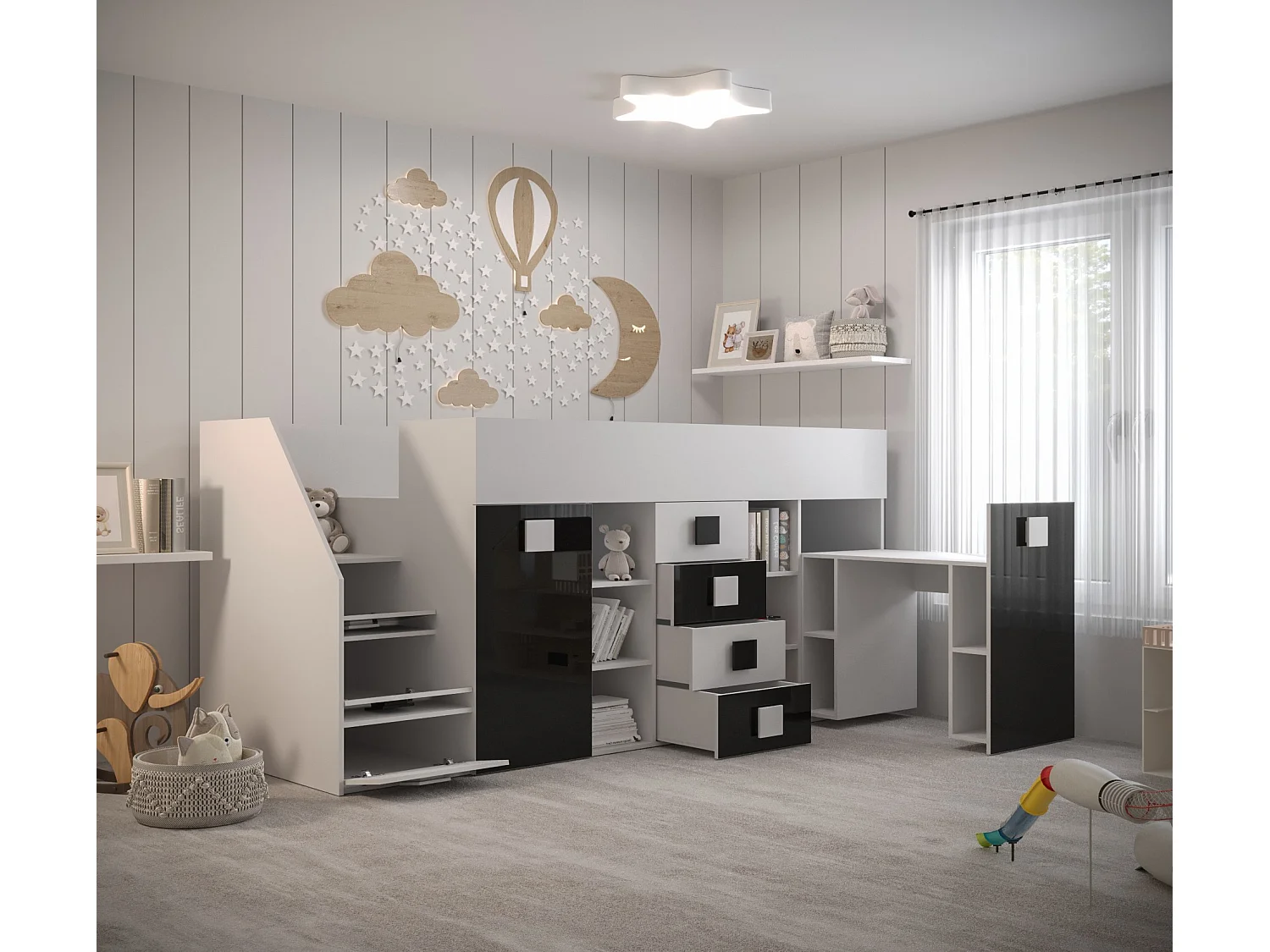 TOLEDO 3L letto a castello 248,5/123/93 (bianco/grigio)