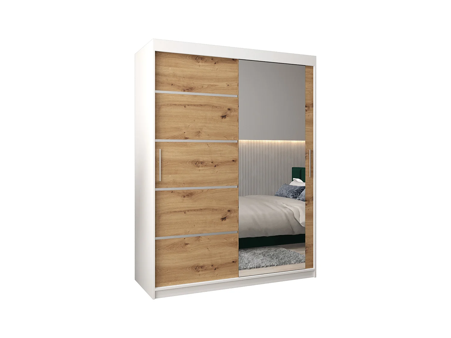 ARMOIRE VERONA 2 À PORTES COULISSANTES 200/150/62 2 Portes (Blanc/Artisan)