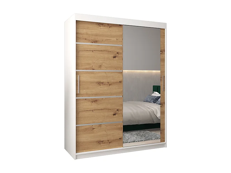 ARMOIRE VERONA 2 À PORTES COULISSANTES 200/150/62 2 Portes (Blanc/Artisan)