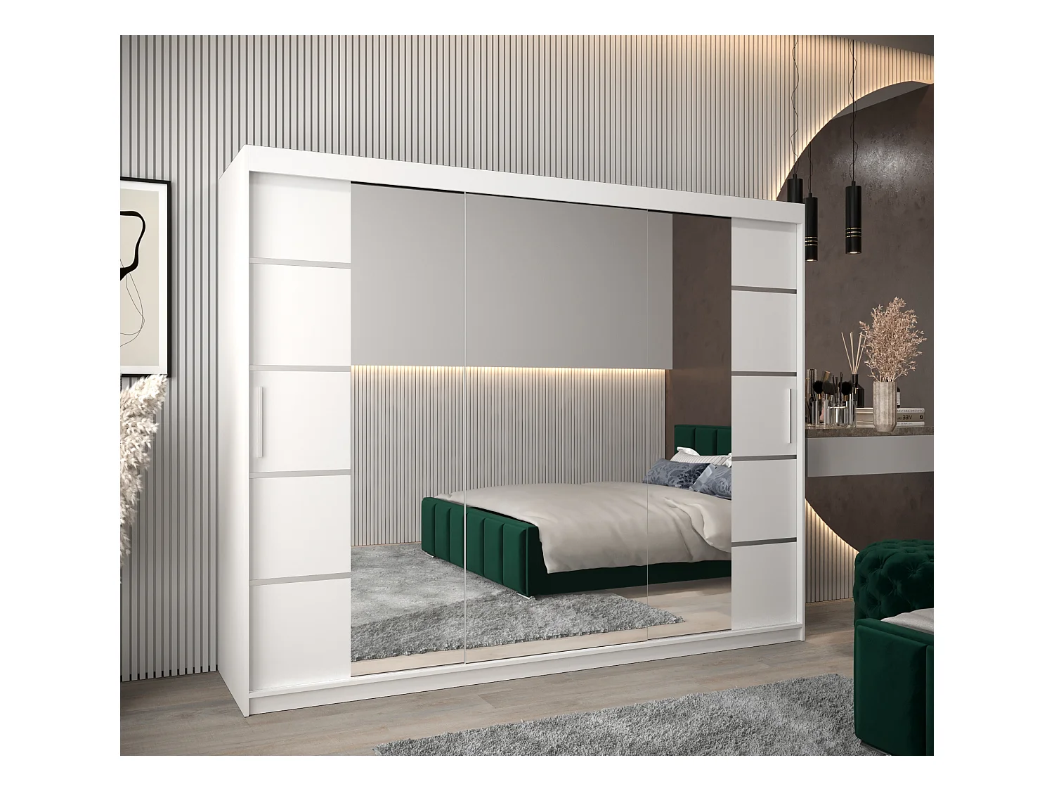 ARMOIRE VERONA 4 À PORTES COULISSANTES 200/250/62 3 Portes (Blanc/Blanc)