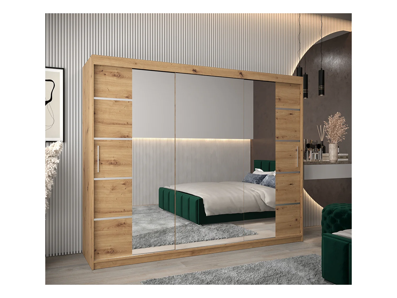 ARMOIRE VERONA 4 À PORTES COULISSANTES 200/250/62 3 Portes (Artisan/Artisan)