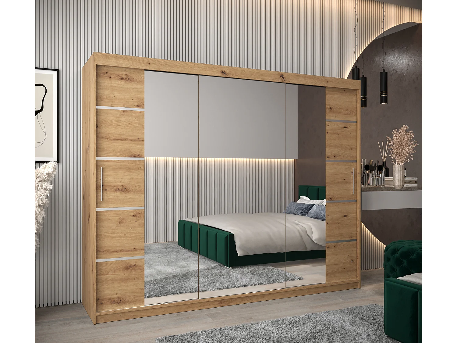 ARMOIRE VERONA 4 À PORTES COULISSANTES 200/250/62 3 Portes (Artisan/Artisan)