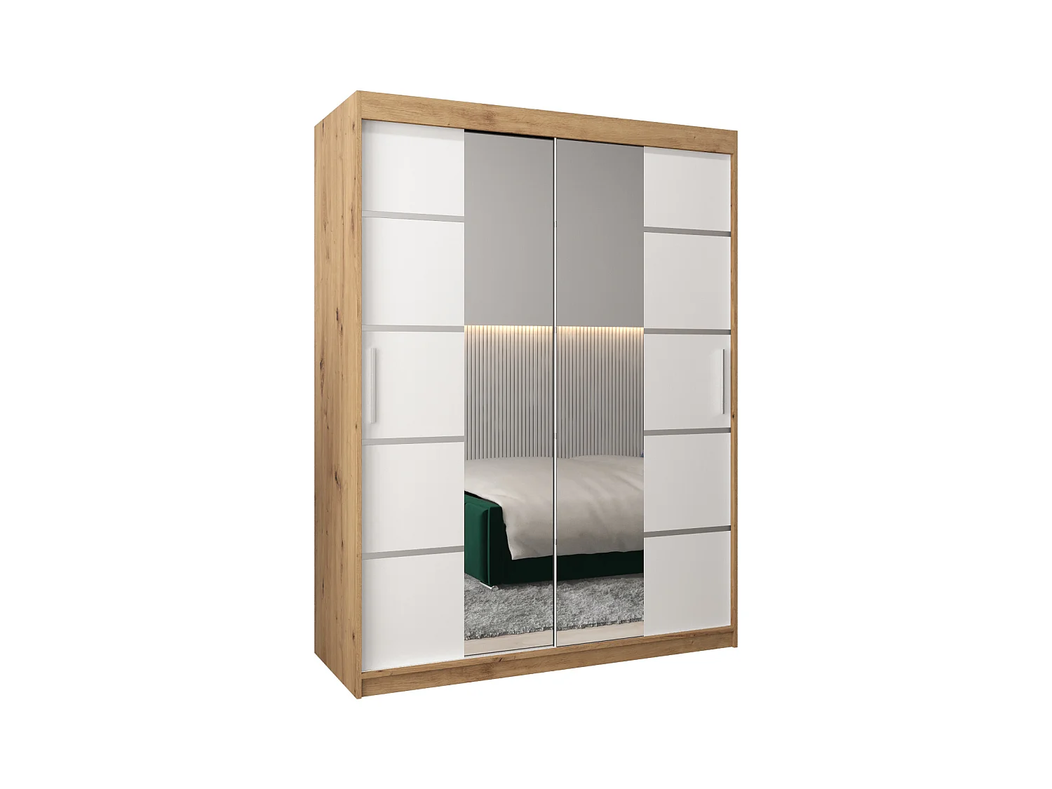 ARMOIRE VERONA 4 À PORTES COULISSANTES 200/150/62 2 Portes (Artisan/Blanc)