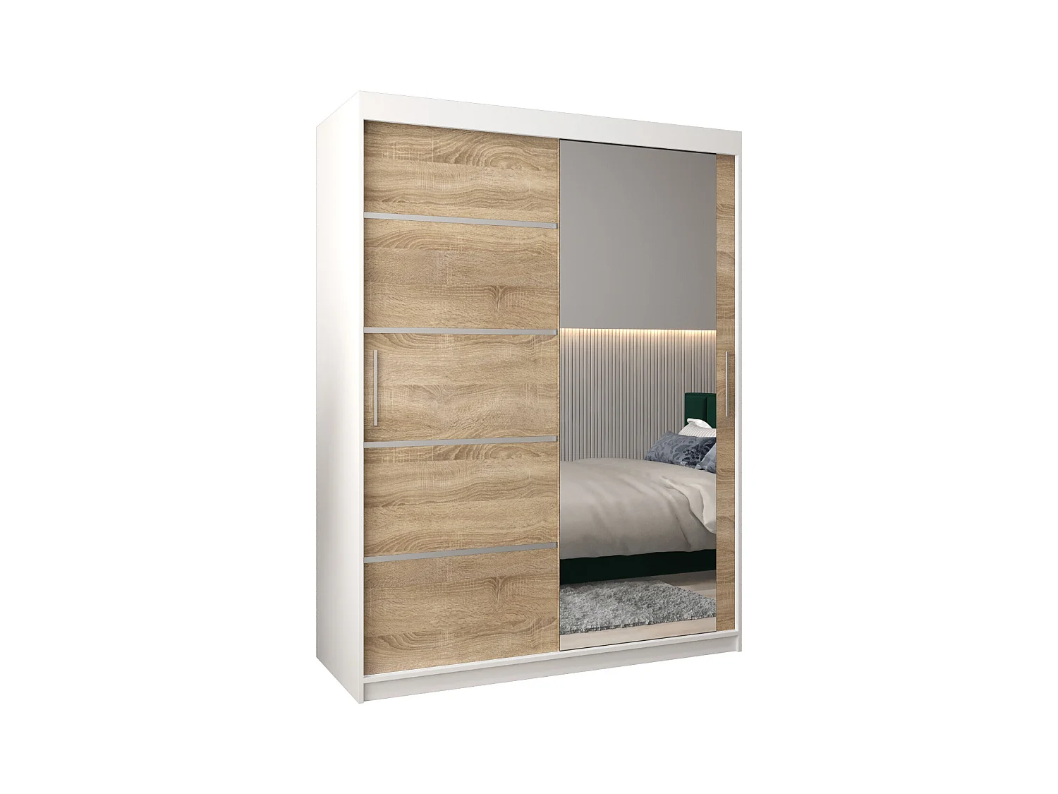 ARMOIRE VERONA 2 À PORTES COULISSANTES 200/150/62 2 Portes (Blanc/Sonoma)