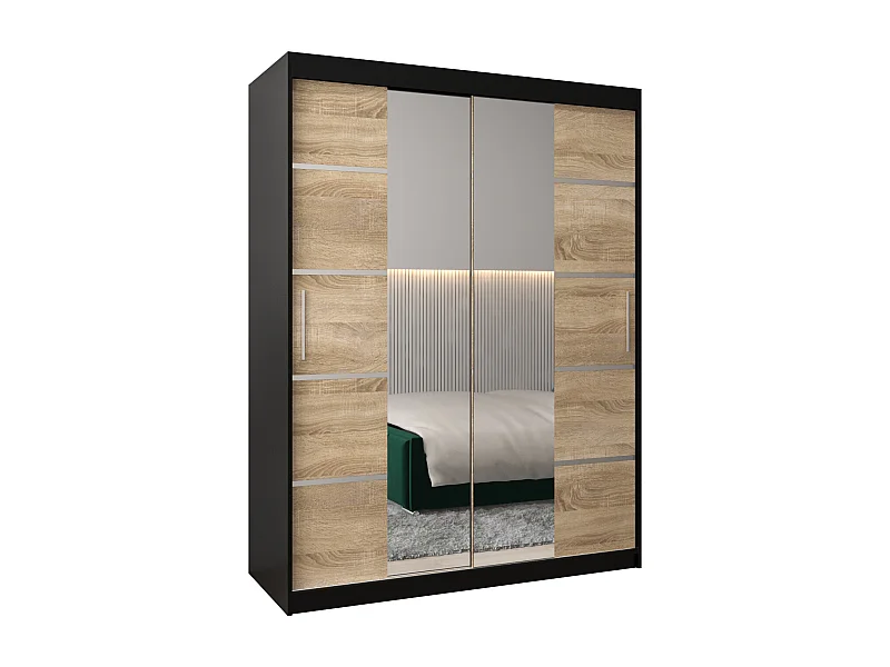 ARMOIRE VERONA 4 À PORTES COULISSANTES 200/150/62 2 Portes (Noir/Sonoma)