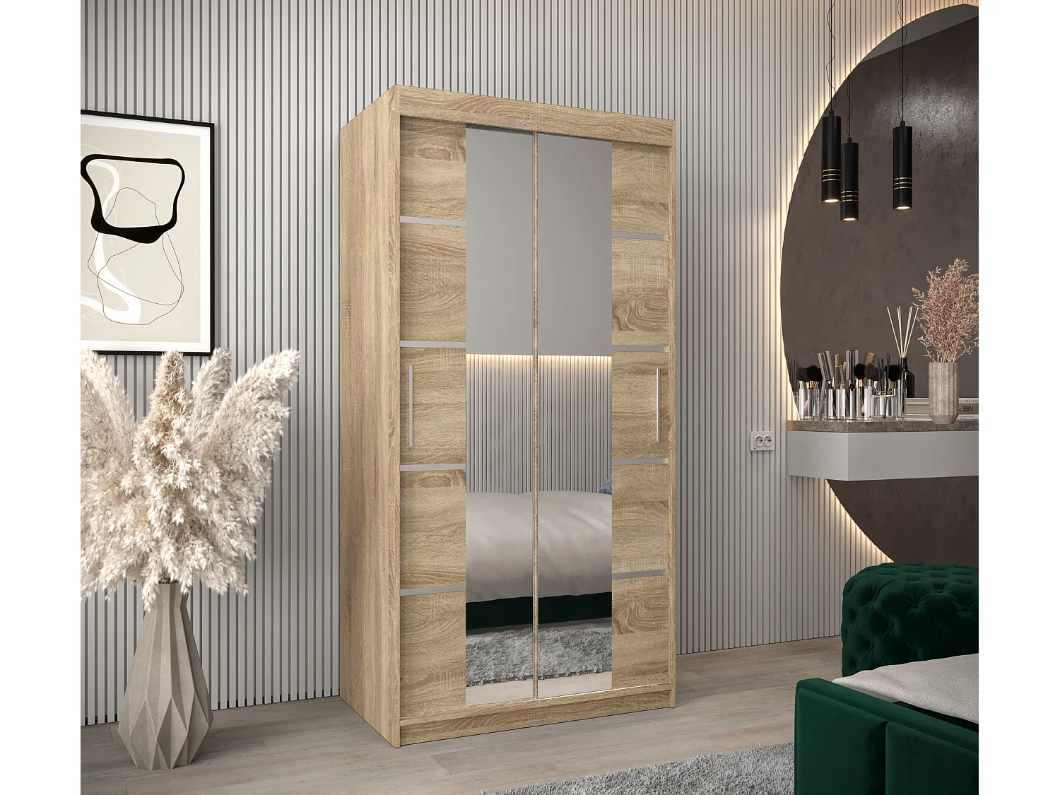 ARMOIRE VERONA 4 À PORTES COULISSANTES 200/100/62 2 Portes (Sonoma/Sonoma)