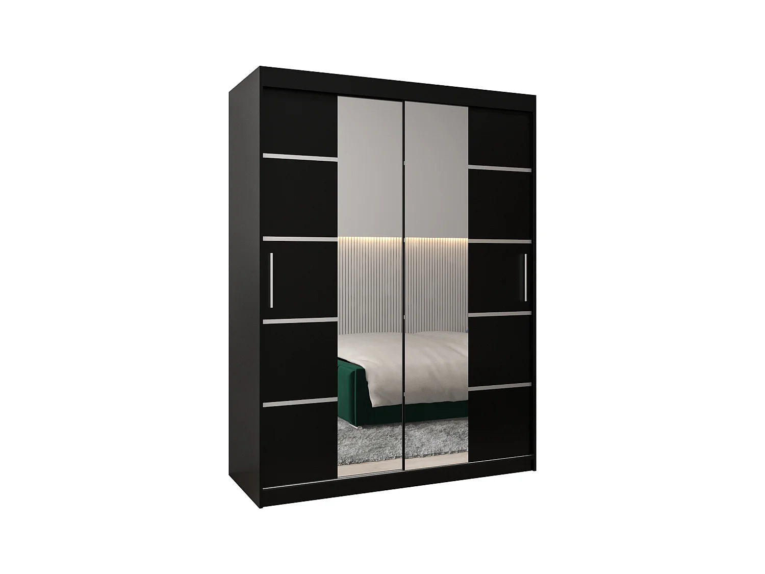 SCHWEBETÜRENSCHRANK VERONA 4 200/150/62 2-türig (Schwarz/Schwarz)