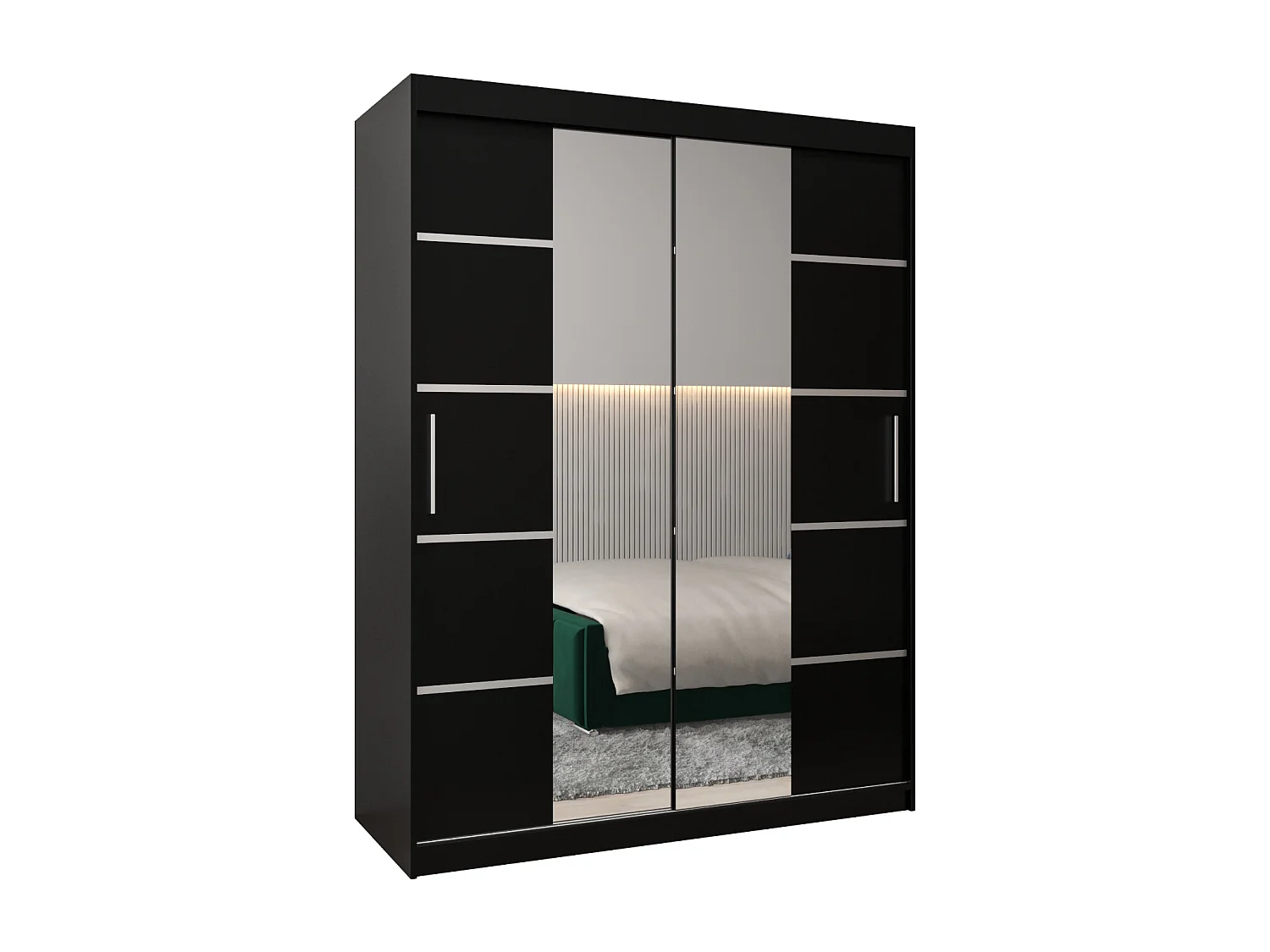 ARMOIRE VERONA 4 À PORTES COULISSANTES 200/150/62 2 Portes (Noir/Noir)