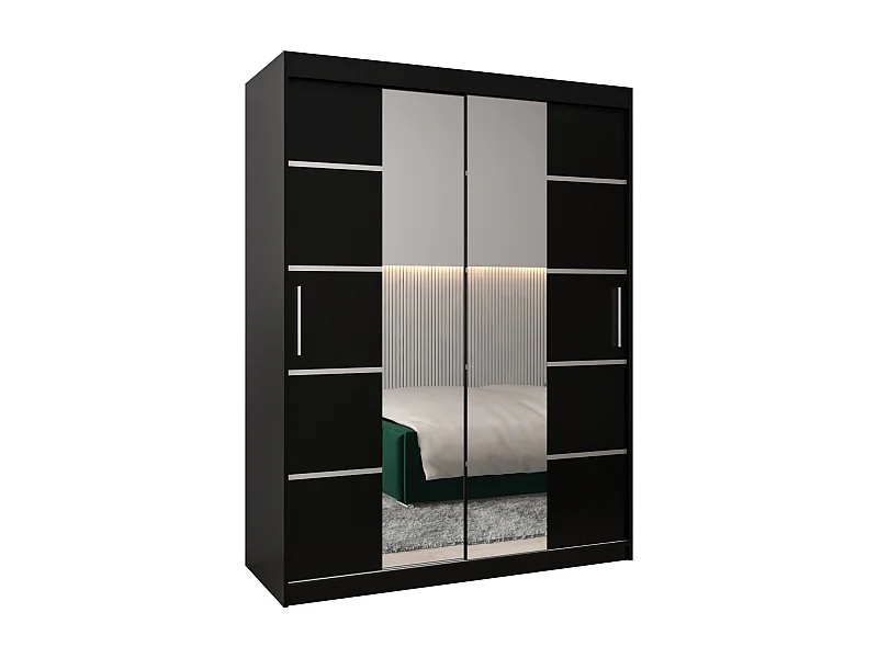 ARMOIRE VERONA 4 À PORTES COULISSANTES 200/150/62 2 Portes (Noir/Noir)