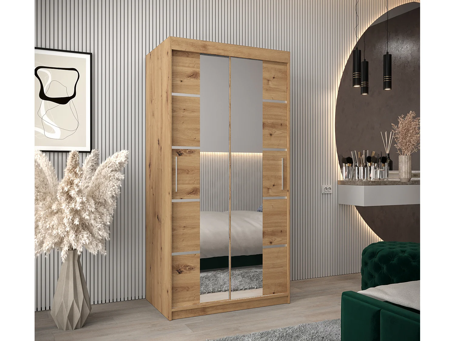 ARMOIRE VERONA 4 À PORTES COULISSANTES 200/100/62 2 Portes (Artisan/Artisan)