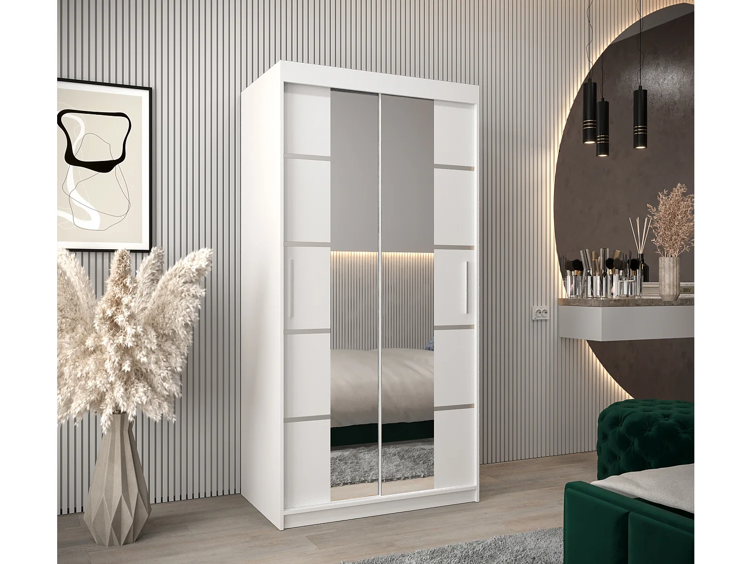 SCHWEBETÜRENSCHRANK VERONA 4 200/100/62 2-türig (Weiß/Weiß)