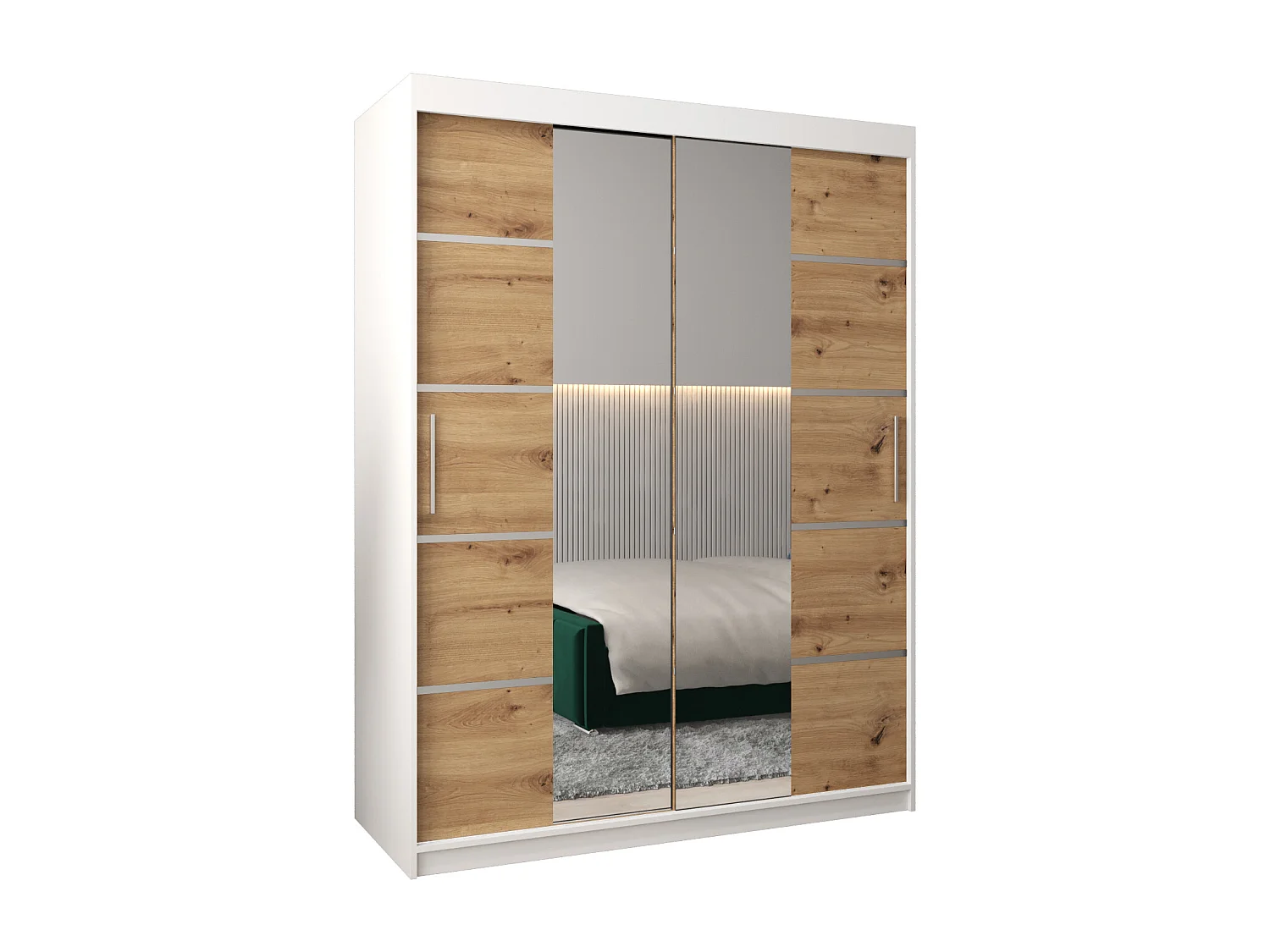 ARMOIRE VERONA 4 À PORTES COULISSANTES 200/150/62 2 Portes (Blanc/Artisan)