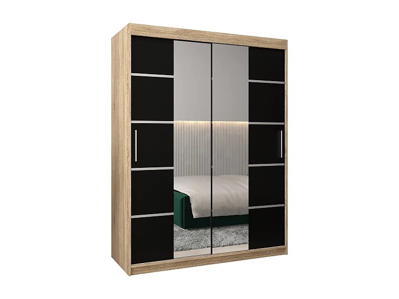 ARMARIO VERONA 4 DE PUERTAS CORREDERAS 200/150/62 2 puertas (sonoma/negro)