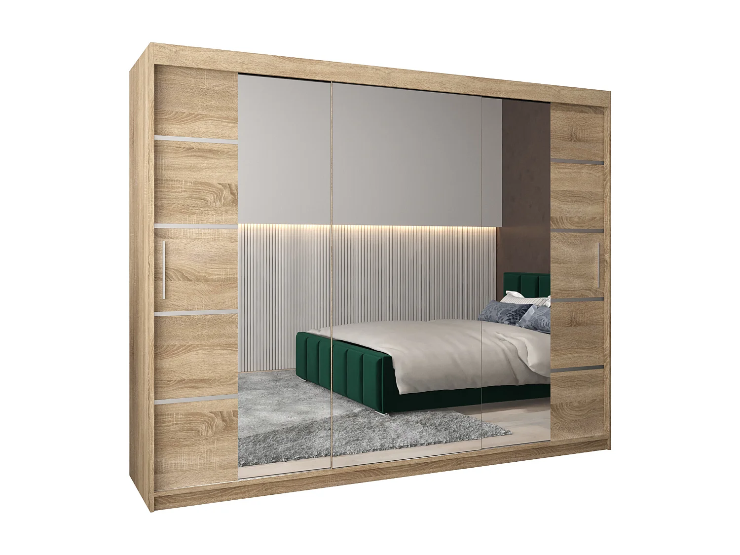 ARMOIRE VERONA 4 À PORTES COULISSANTES 200/250/62 3 Portes (Sonoma/Sonoma)