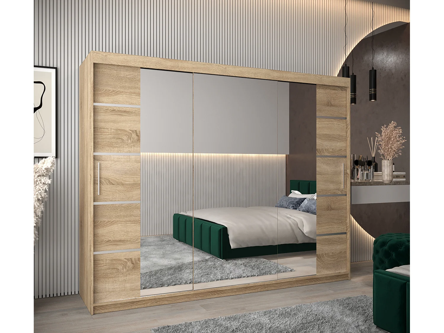 ARMOIRE VERONA 4 À PORTES COULISSANTES 200/250/62 3 Portes (Sonoma/Sonoma)