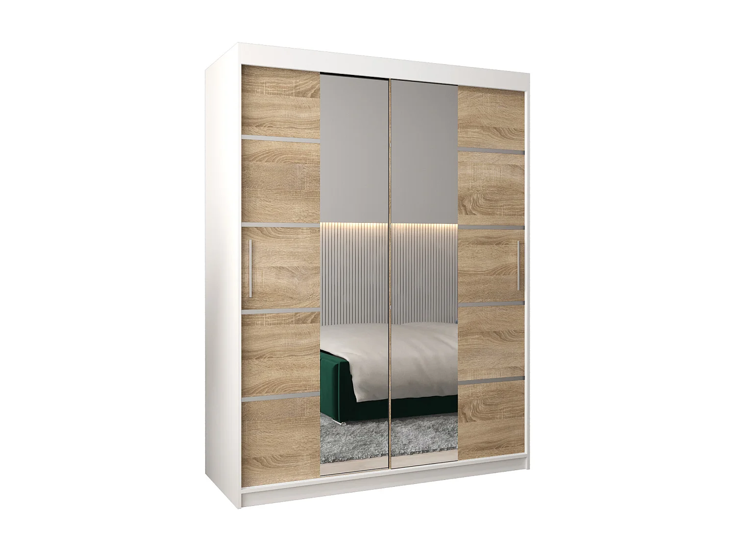 ARMOIRE VERONA 4 À PORTES COULISSANTES 200/150/62 2 Portes (Blanc/Sonoma)