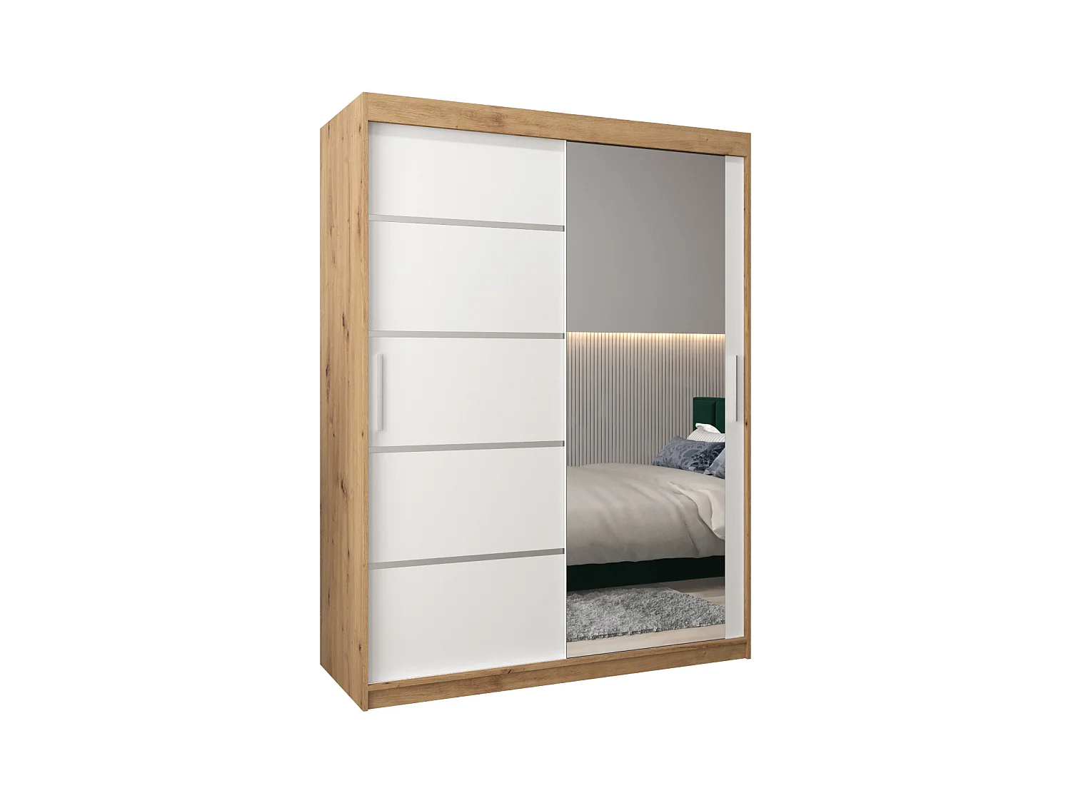 VERONA 2 KLEDINGKAST MET SCHUIFDEUREN 200/150/62 2 deuren (artisan/wit)