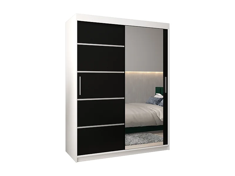SCHWEBETÜRENSCHRANK VERONA 2 200/150/62 2-türig (Weiß/Schwarz)